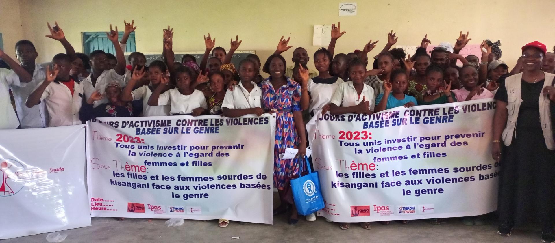 Kisangani, 11 décembre 2023. Sensibilisation des sourds-muets contre le harcèlement et les violences sexuels par La Voix des Femmes Sourdes.